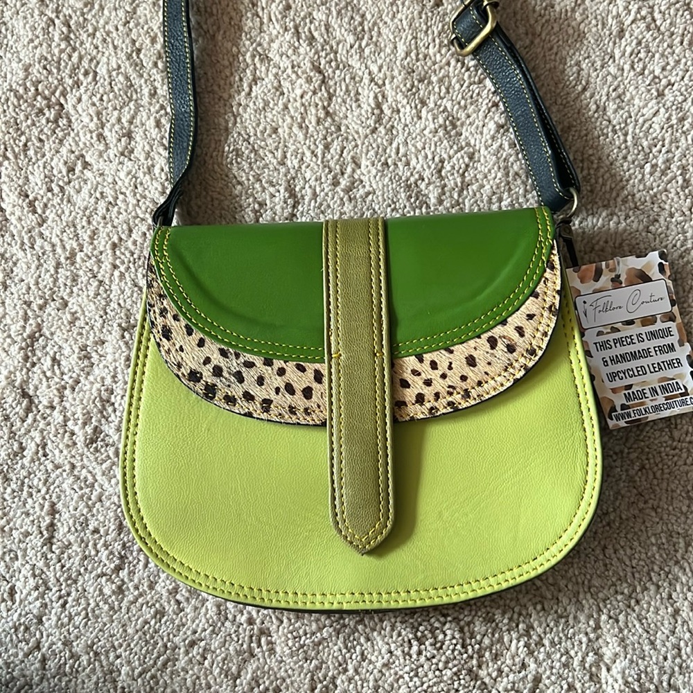 Green and Tan Shoulder Bag